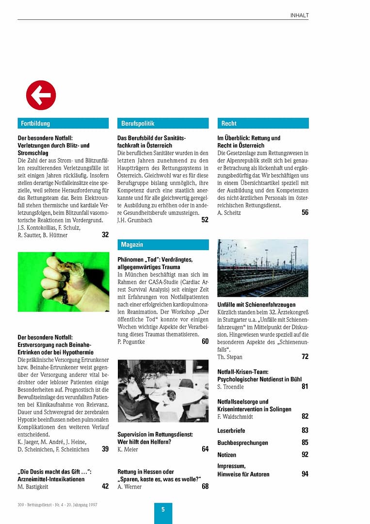 RETTUNGSDIENST 04/1997