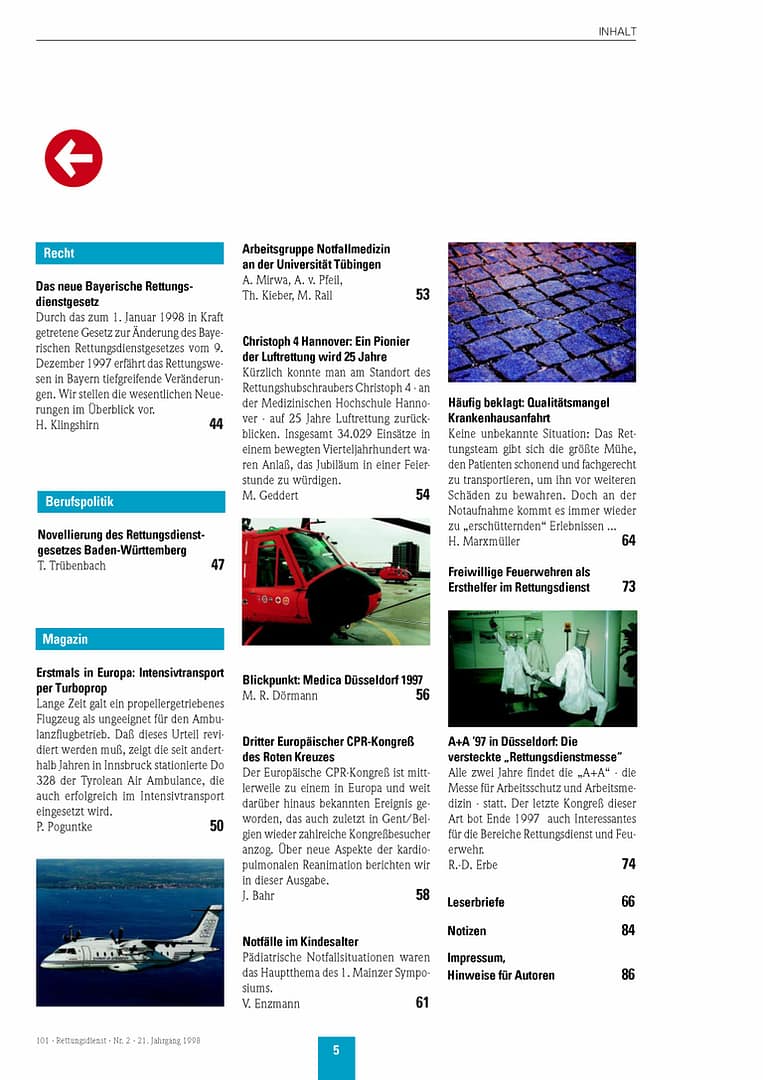 RETTUNGSDIENST 02/1998