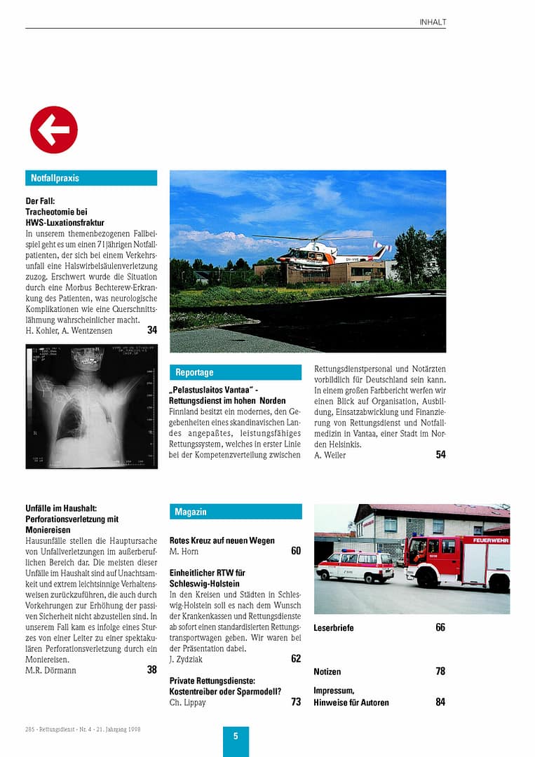 RETTUNGSDIENST 04/1998