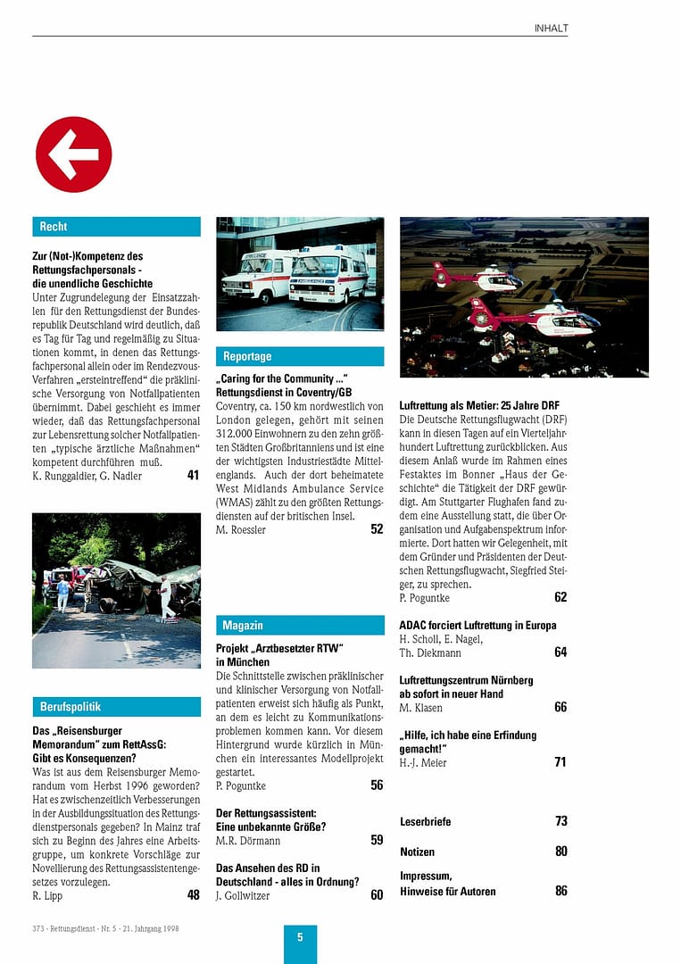 RETTUNGSDIENST 05/1998