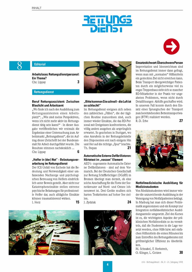 RETTUNGSDIENST 08/1998