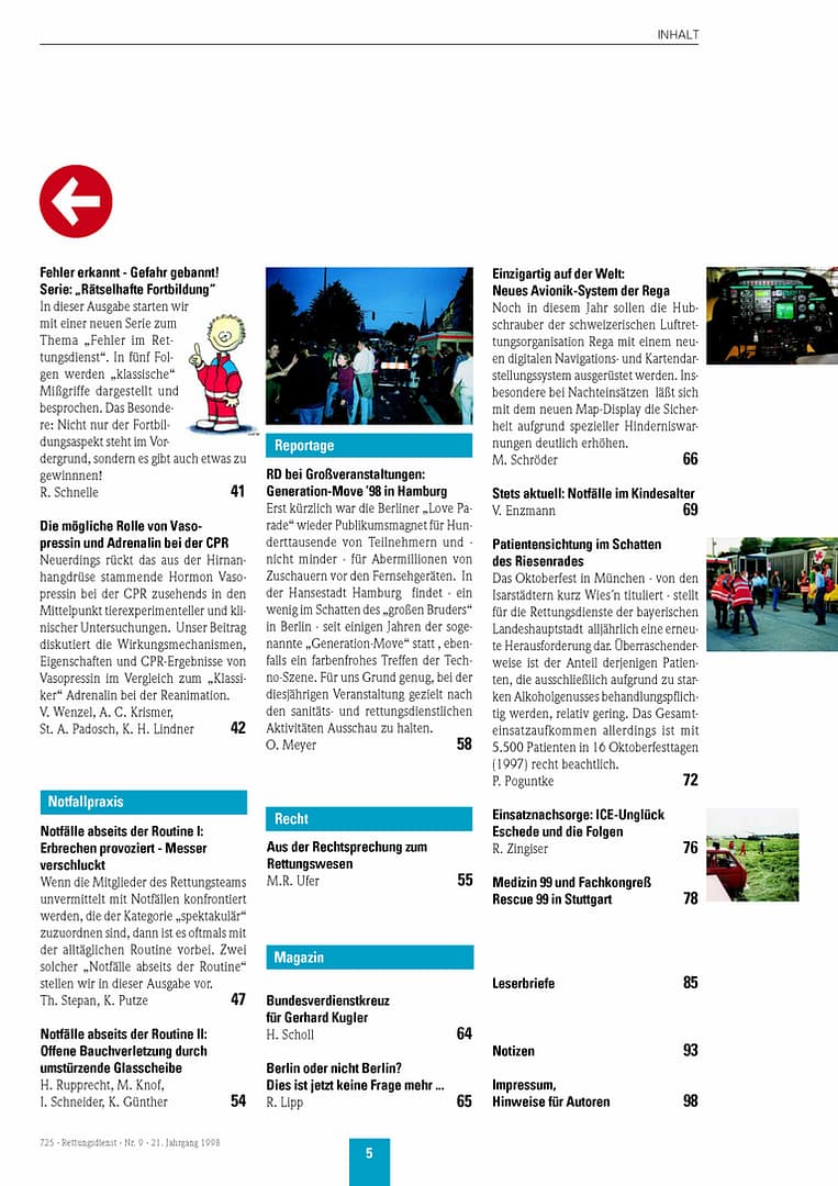 RETTUNGSDIENST 09/1998