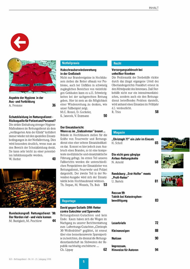 RETTUNGSDIENST 10/1998