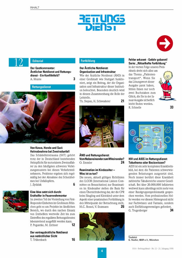 RETTUNGSDIENST 12/1998