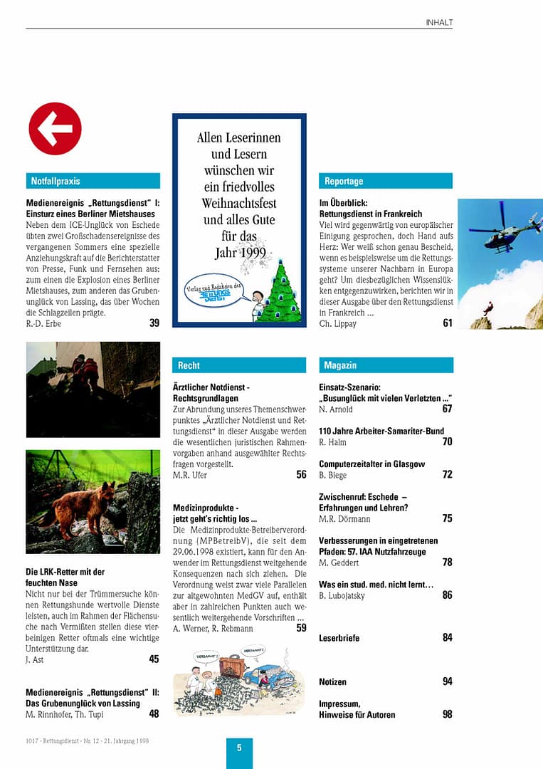 RETTUNGSDIENST 12/1998