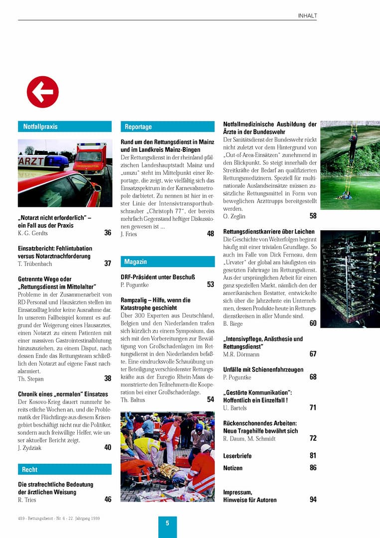 RETTUNGSDIENST 06/1999