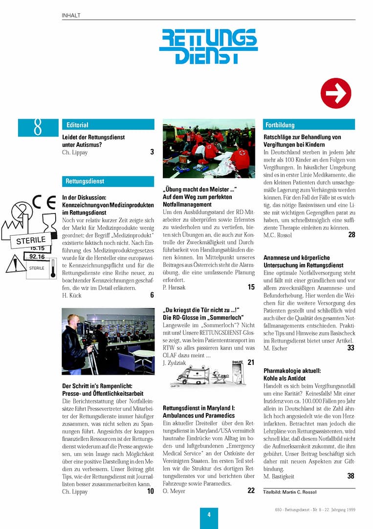 RETTUNGSDIENST 08/1999