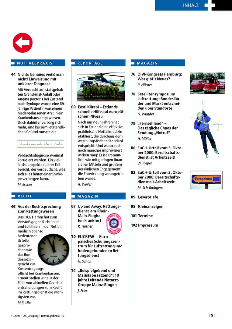 RETTUNGSDIENST 01/2001