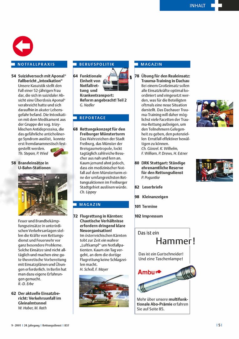 RETTUNGSDIENST 09/2001