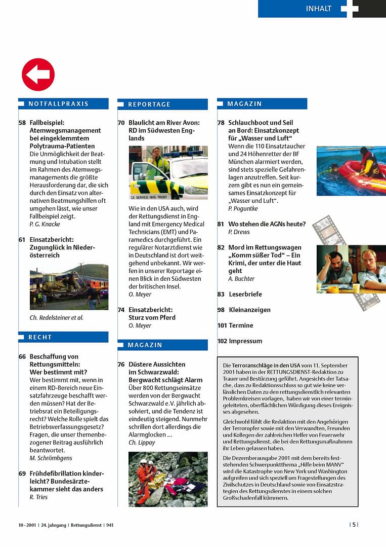 RETTUNGSDIENST 10/2001
