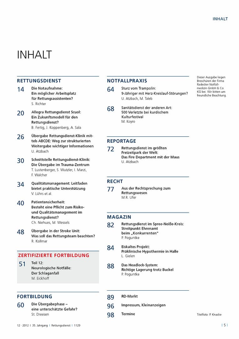 RETTUNGSDIENST 12/2012