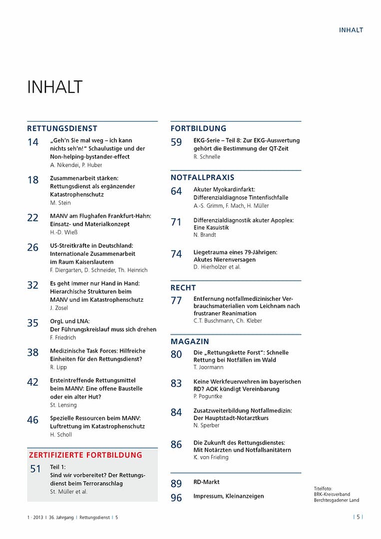RETTUNGSDIENST 01/2013
