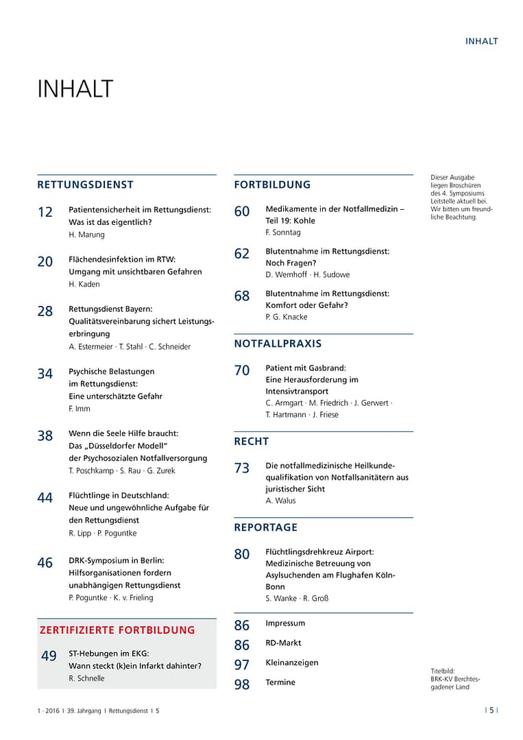 RETTUNGSDIENST 01/2016