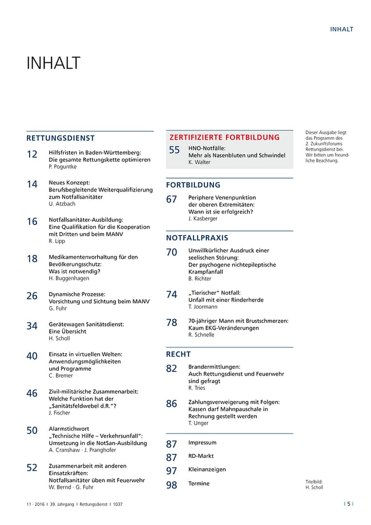 RETTUNGSDIENST 11/2016
