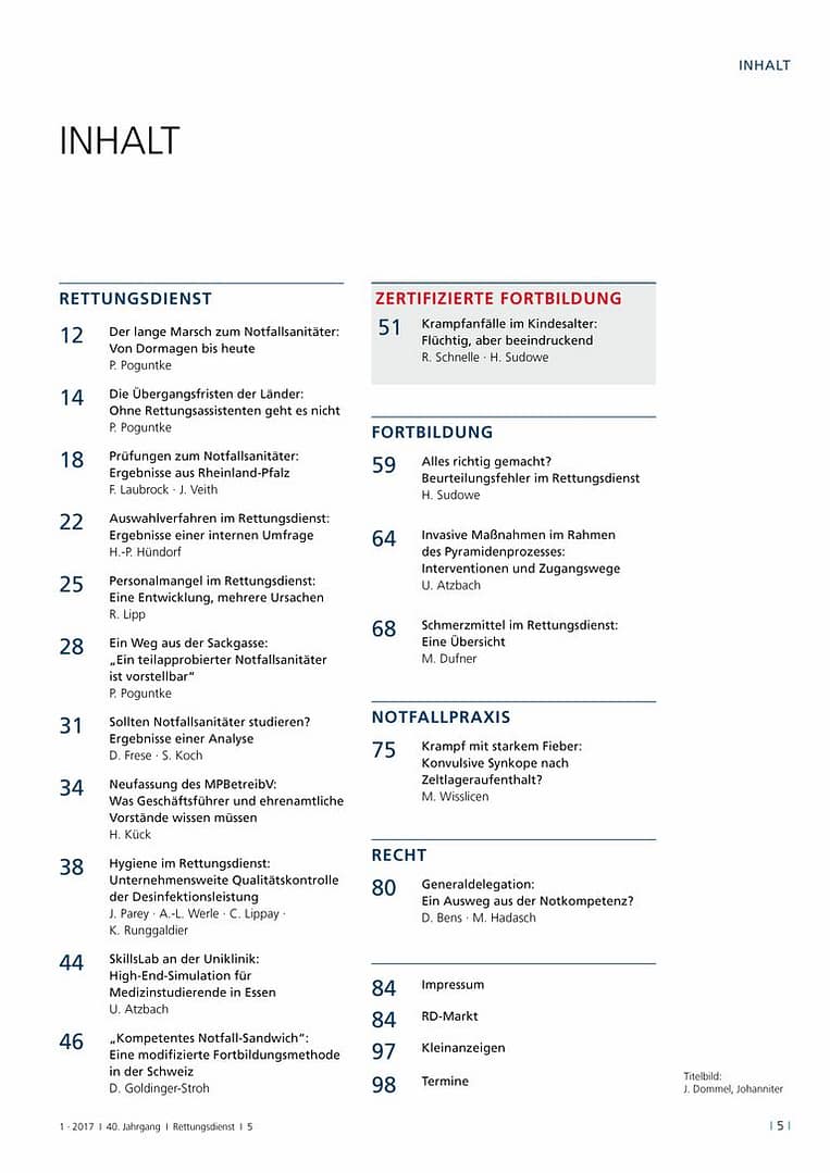 Rettungsdienst 1/2017 - 3 Jahre Notfallsanitäter