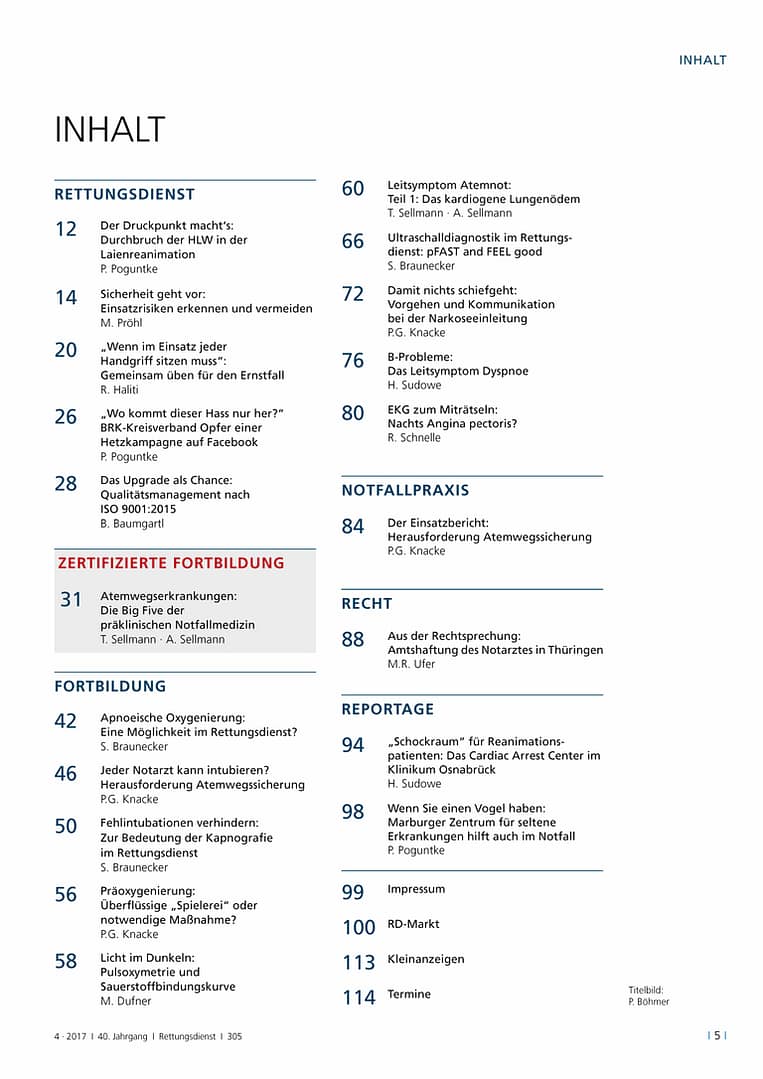 Rettungsdienst 4/2017 - Atemwegserkrankungen und Atemwegsmanagement
