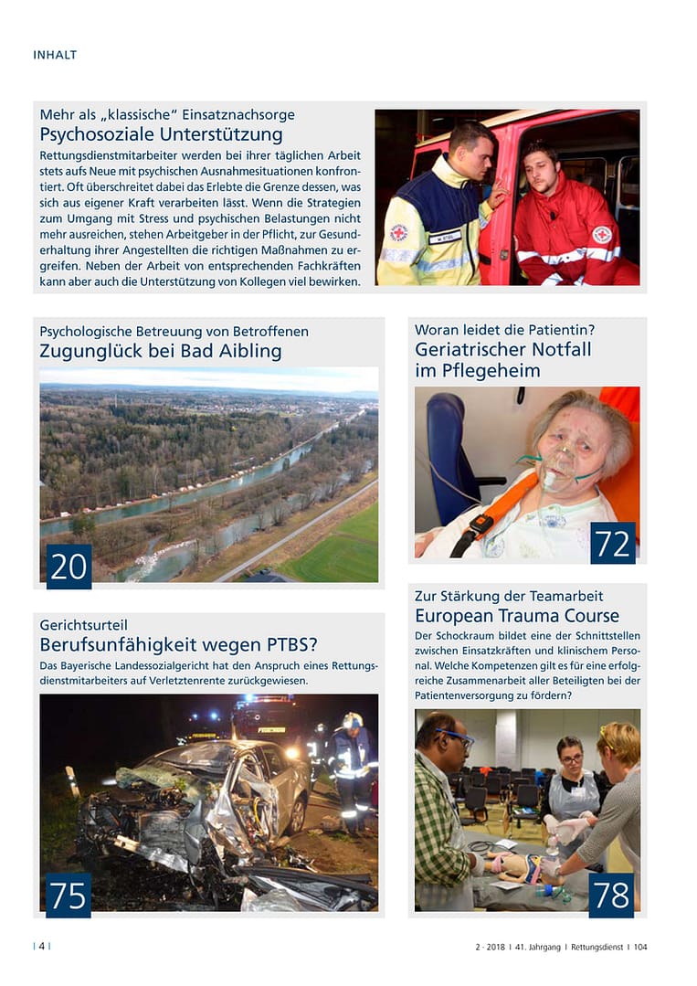 Rettungsdienst 2/2018 - Psychosoziale Belastungen im Rettungsdienst