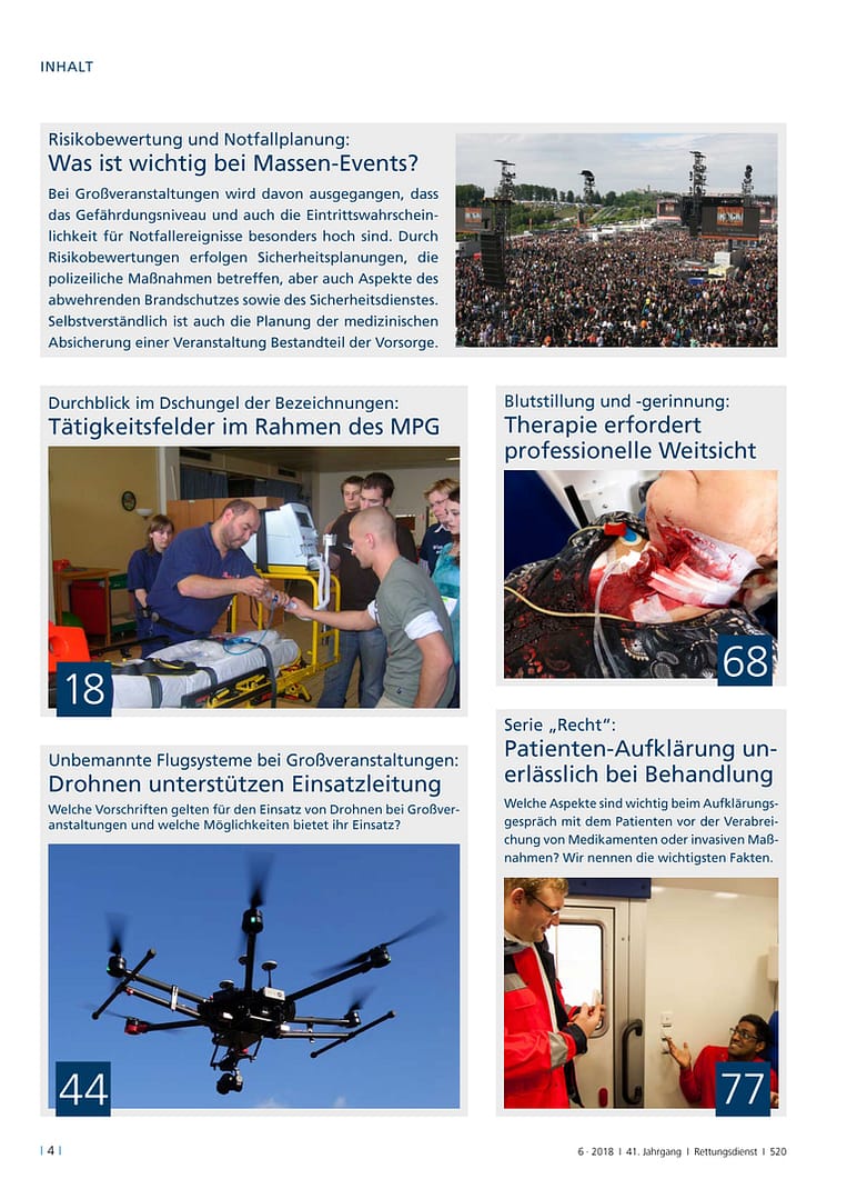 Rettungsdienst 6/2018 - Einsatzkonzepte für Großveranstaltungen