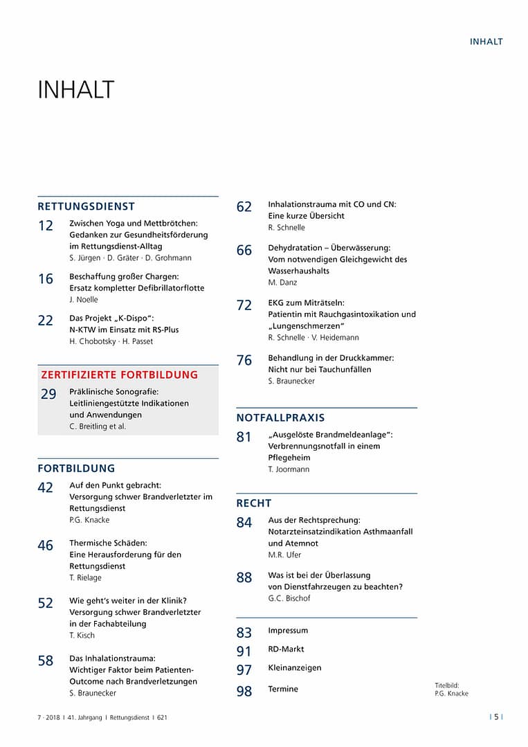 Rettungsdienst 7/2018 - Thermische Notfälle
