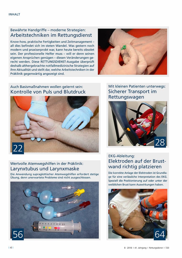 Rettungsdienst 8/2018 - Arbeitstechniken im Rettungsdienst