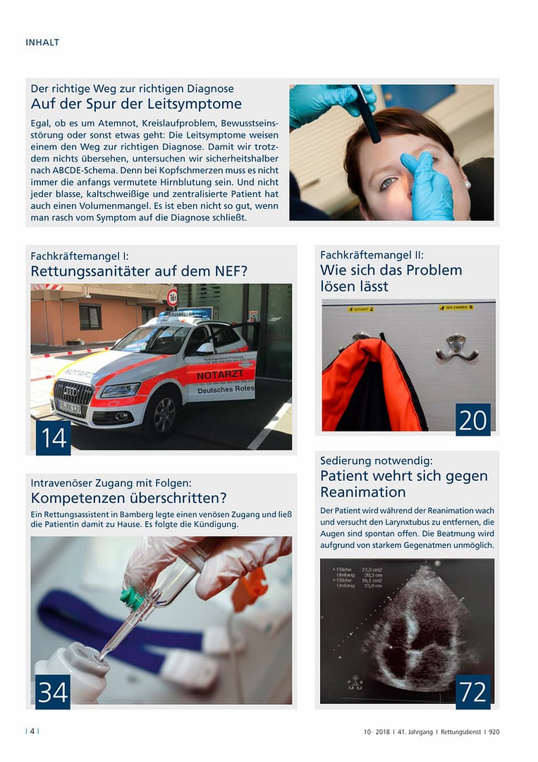 Rettungsdienst 10/2018 - Leitsymptome im Rettungsdienst