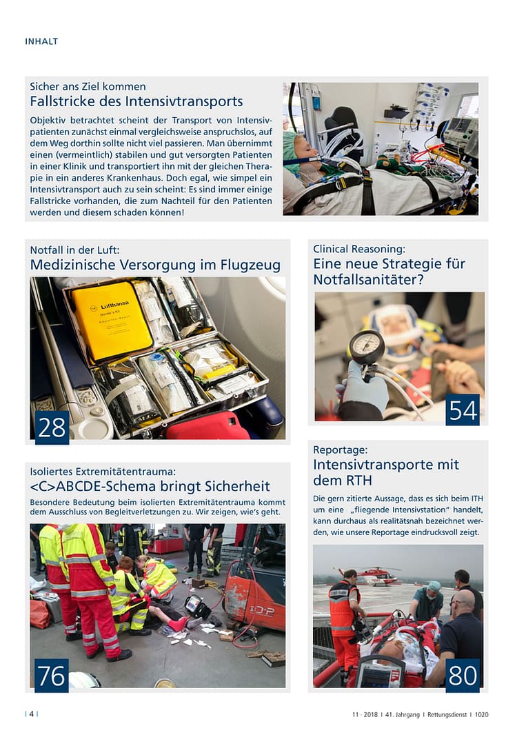 Rettungsdienst 11/2018 - Intensivtransporte und Verlegungsfahrten