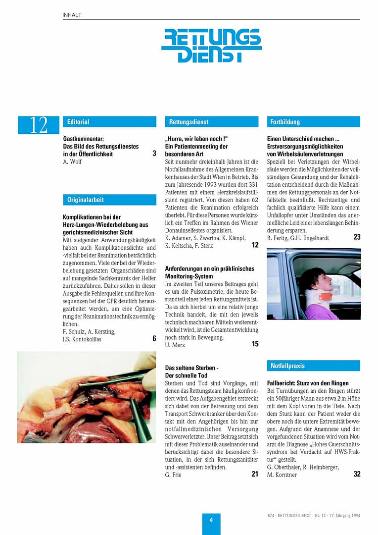 RETTUNGSDIENST 12/1994