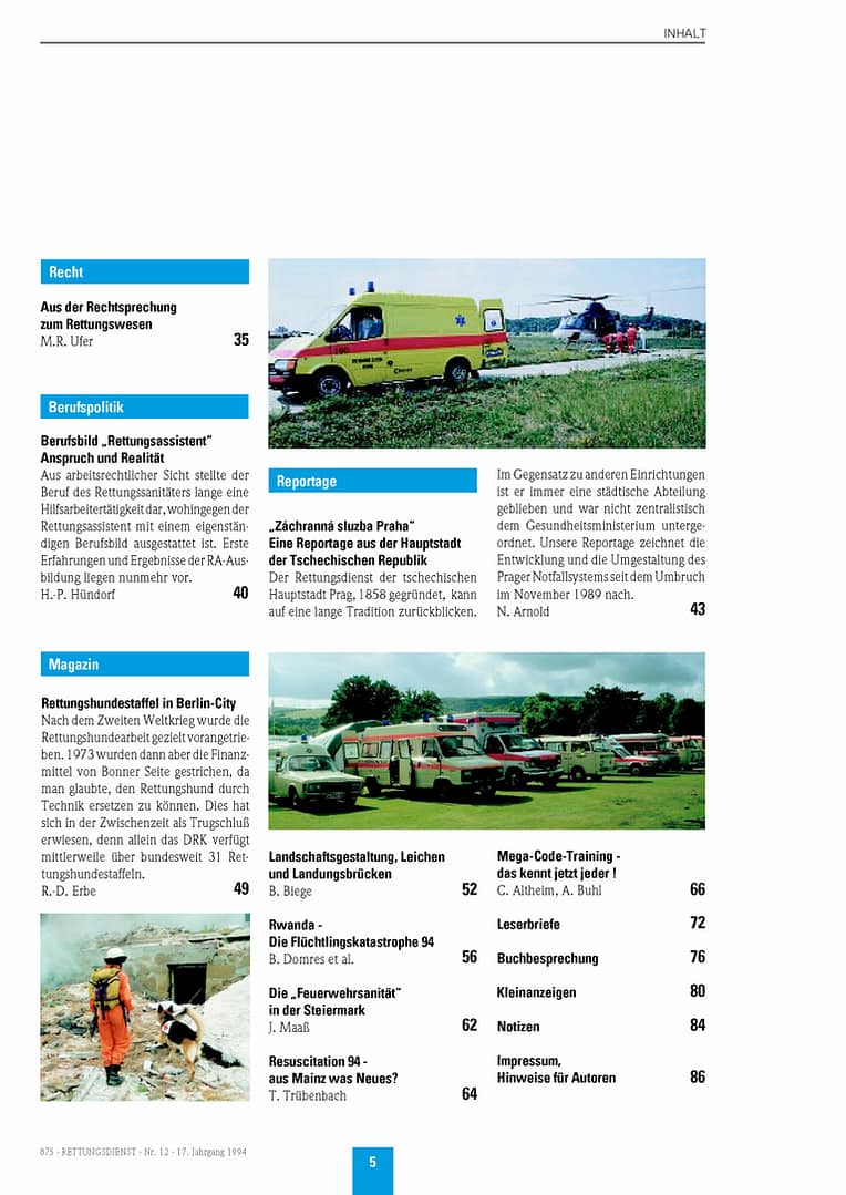 RETTUNGSDIENST 12/1994