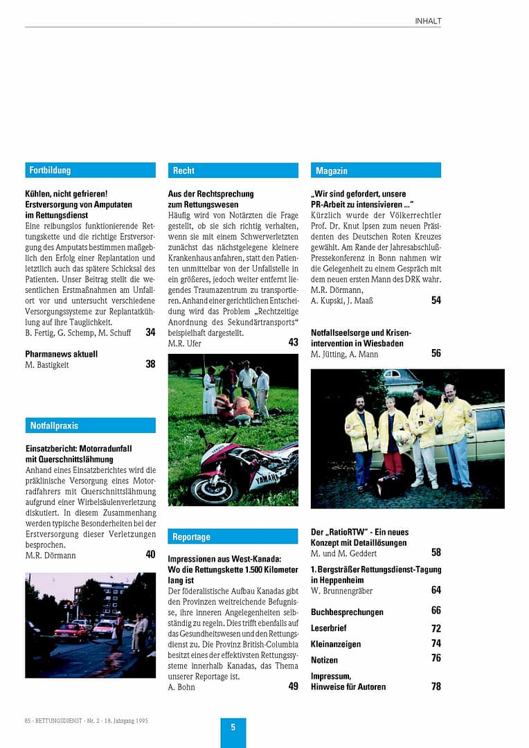 RETTUNGSDIENST 02/1995