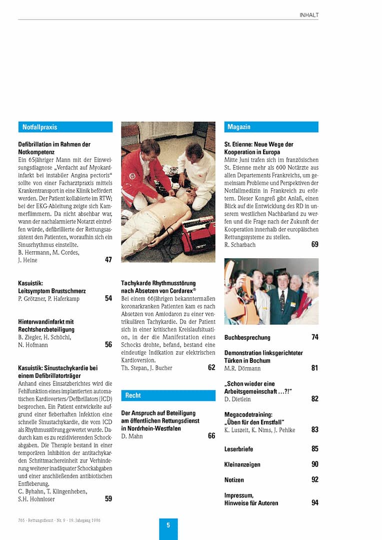 RETTUNGSDIENST 09/1996