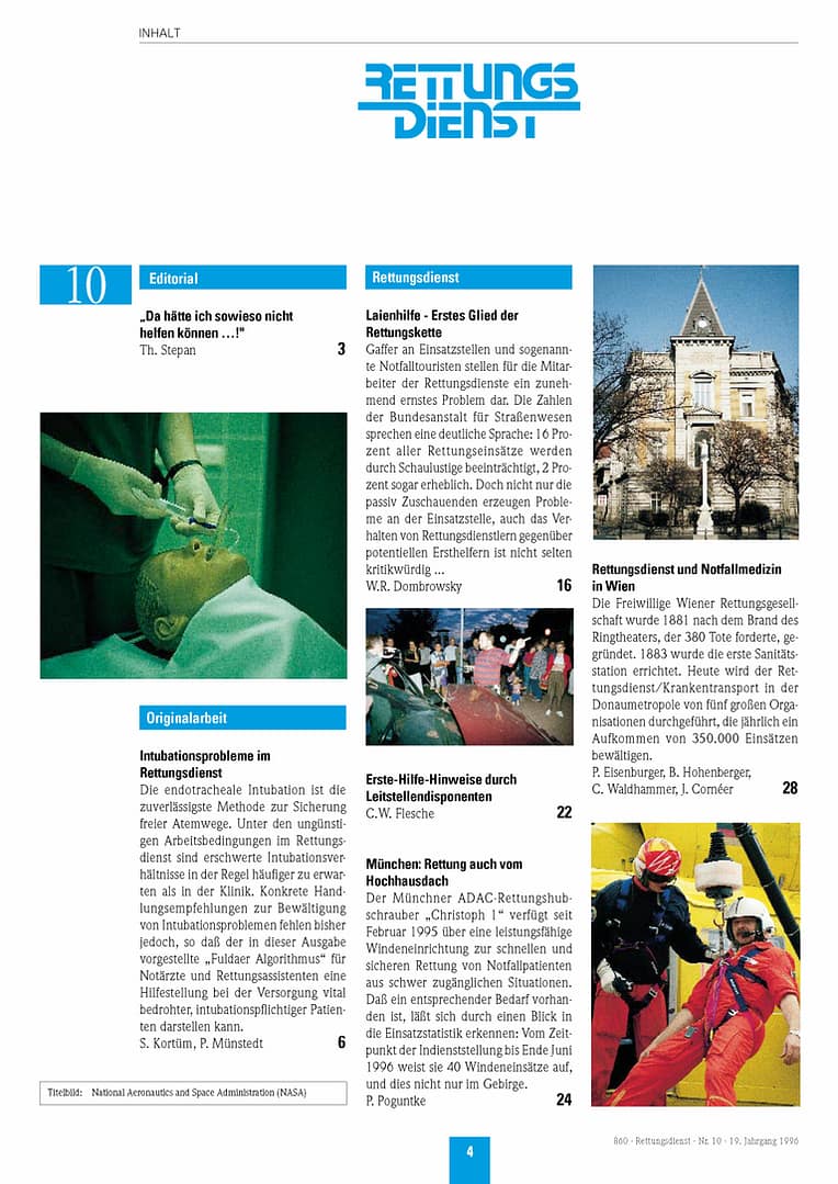 RETTUNGSDIENST 10/1996