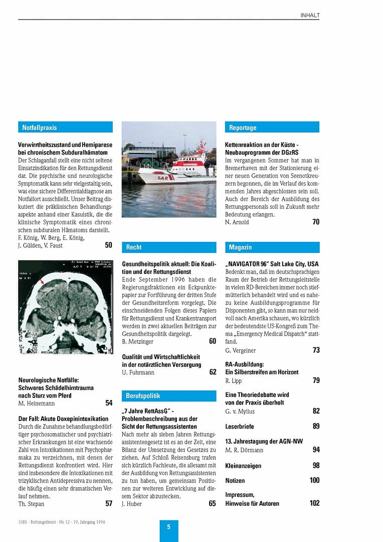 RETTUNGSDIENST 12/1996