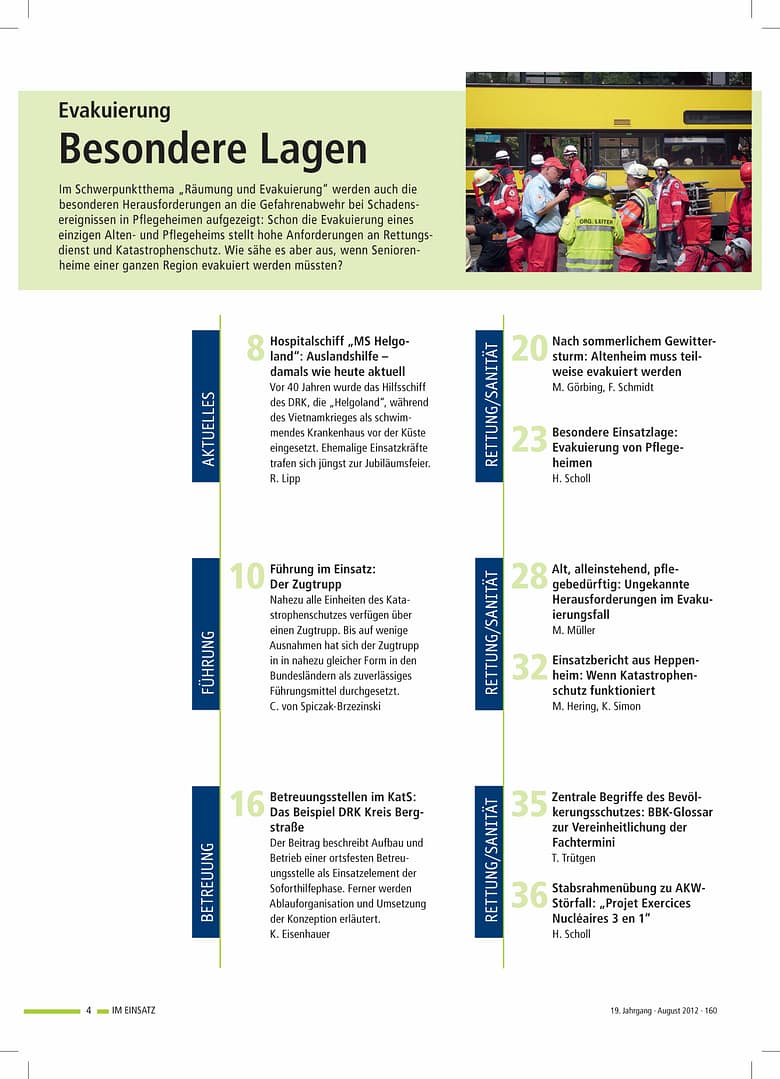 IM EINSATZ 04/2012 - Evakuierungen mit besonderen Herausforderungen
