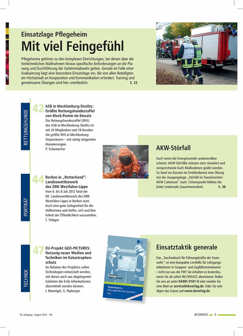 IM EINSATZ 04/2012 - Evakuierungen mit besonderen Herausforderungen