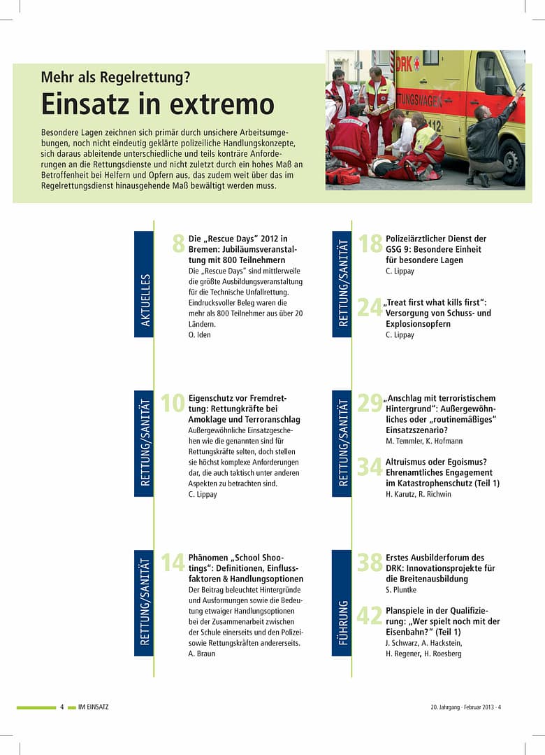 IM EINSATZ 01/2013 - Einsatz „in extremo“