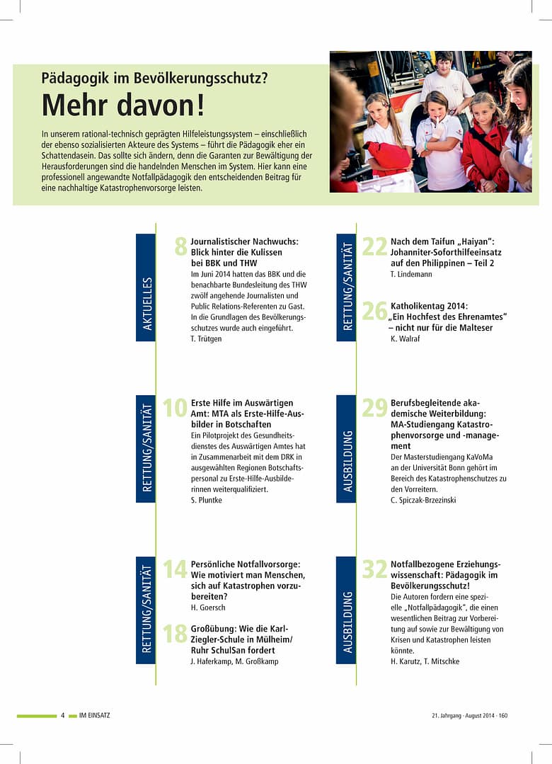 IM EINSATZ 04/2014 - Pädagogik im Bevölkerungsschutz
