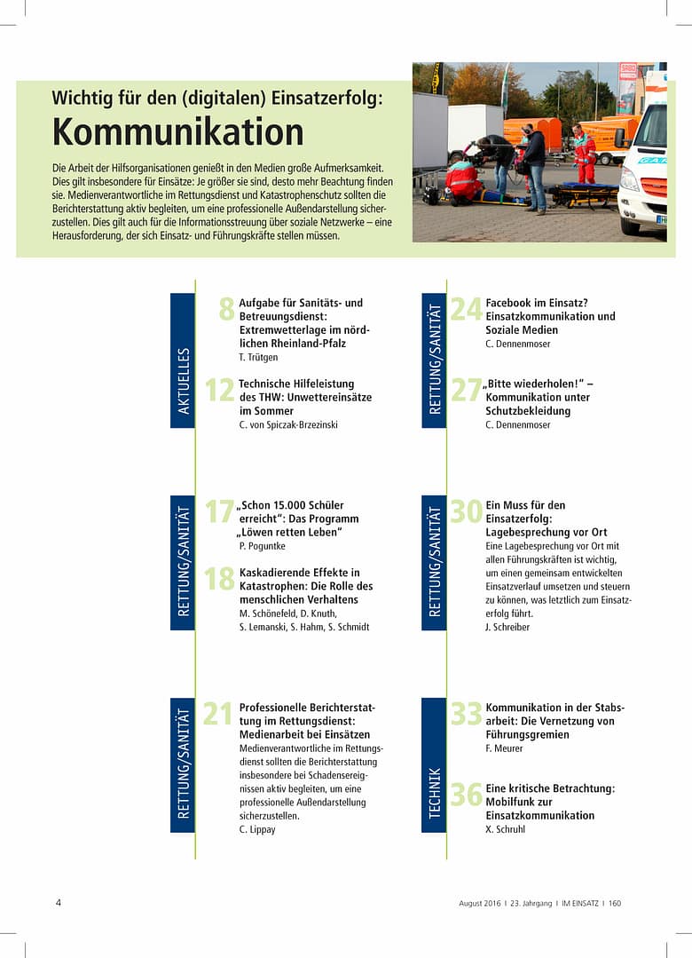 IM EINSATZ 04/2016 - Im Notfall richtig kommunizieren