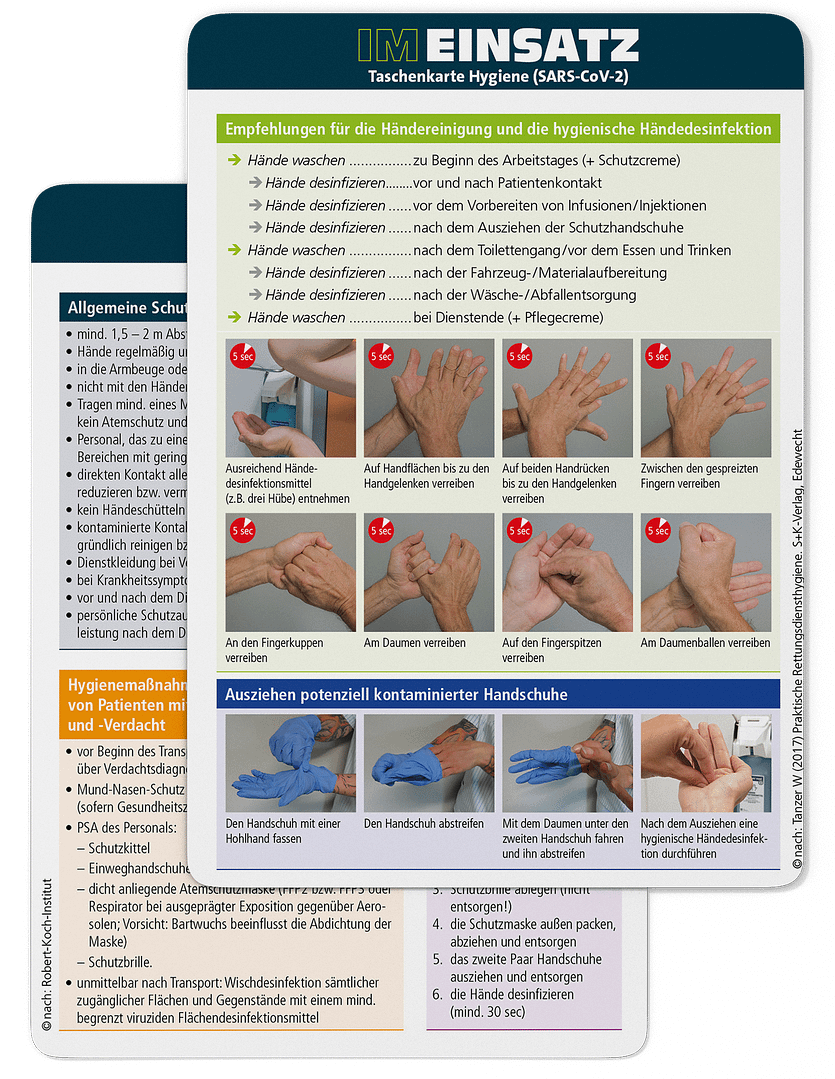 Hygiene im Einsatz - Taschenkarte für Einsatzkräfte im Bevölkerungs- und Katastrophenschutz