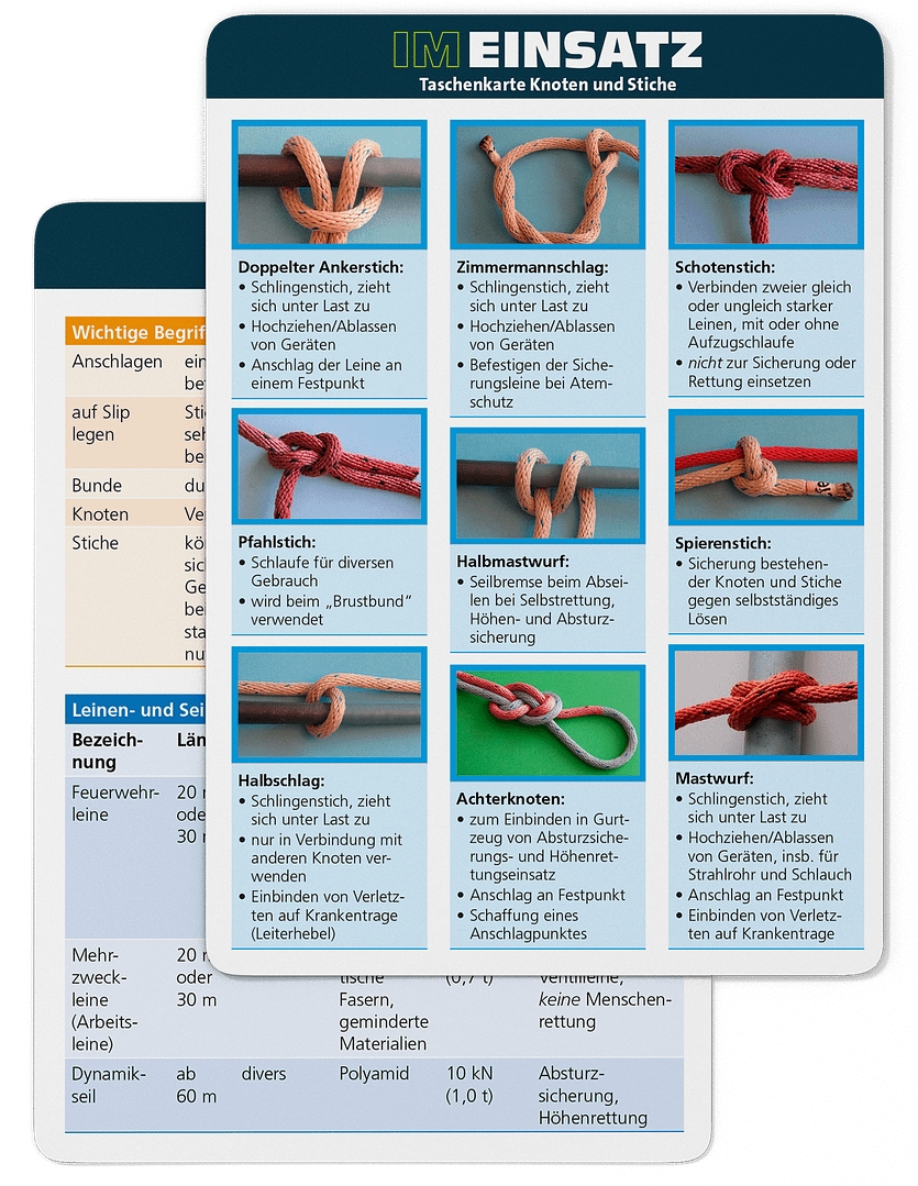 Knoten und Stiche - Taschenkarte für Einsatzkräfte im Bevölkerungs- und Katastrophenschutz (Bundle)