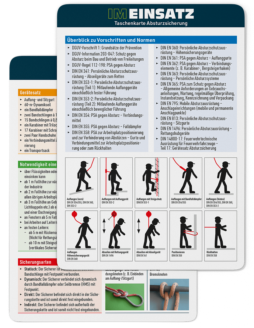 Absturzsicherung - Taschenkarte für Einsatzkräfte im Bevölkerungs- und Katastrophenschutz