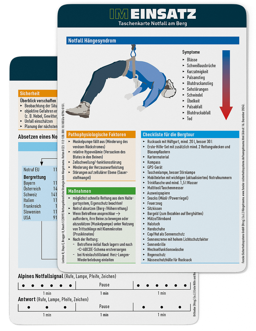 Notfall am Berg - Taschenkarte für Einsatzkräfte im Bevölkerungs- und Katastrophenschutz